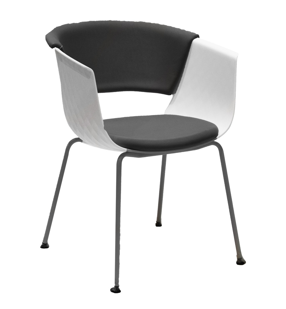VISITOR CHAIR POLY PADDED SEAT WHITE AND GREY