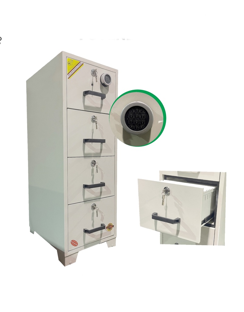 4 DRAW FIREPROOF CABINET WITH LOCK AND COMBINATION