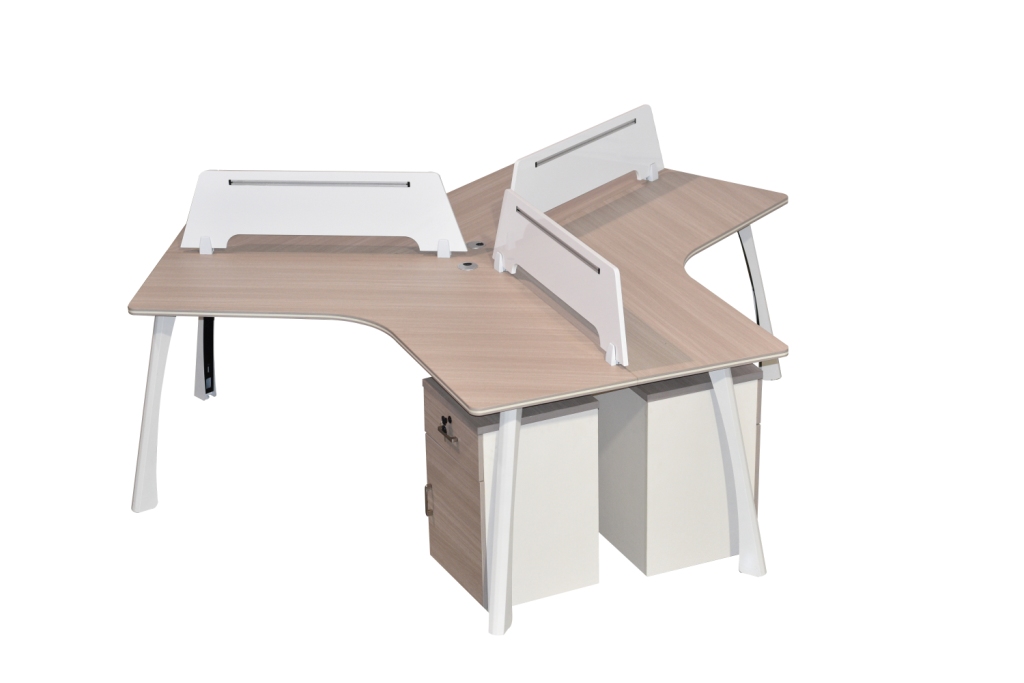 WORKSTATION 3 PERSON WITH BEIGE SCREENS