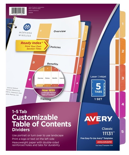 [AV02135] DIVIDERS 1-5 AVERY 11131/15057