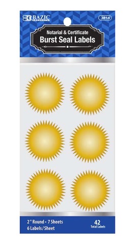 [BZ03814] LABEL NOTARIAL SEAL GOLD 2"
