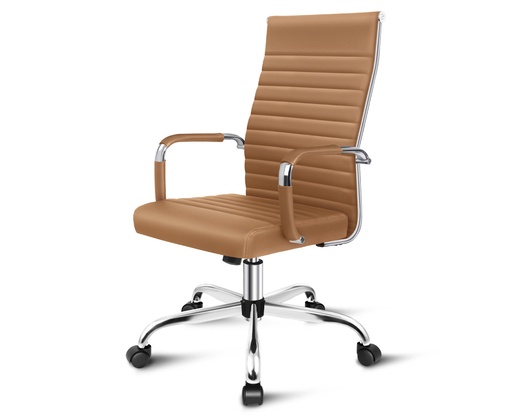 [FUAM55826TN] HIGH BACK LEATHERETTE CHAIR TAN