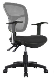 [FUIJ1370GY] MESH BACK CHAIR GREY BACK BLACK FABRIC SEAT