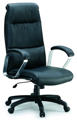[FUIJ2216K] HIGH BACK PADDED LEATHER CHAIR BLACK