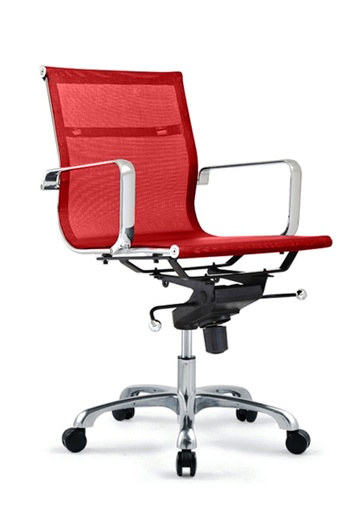 [FUIJ491RD] FULL MESH SLIM MID BACK CHAIR RED