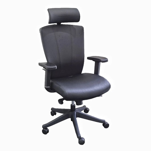 [FUMT5001] LEATHER HEADREST CHAIR BLACK