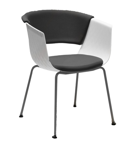 [FUYLN002C] VISITOR CHAIR POLY PADDED SEAT WHITE AND GREY