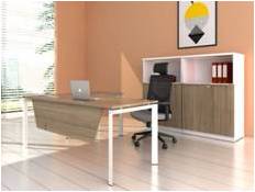 [FUYLN002LW] L SHAPED DESK WHITE MAPLE WHITE LEGS 60 X 60"