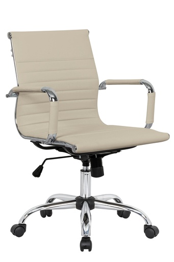 [FUYLN021B] MID BACK LEATHERETTE CHAIR CREAM