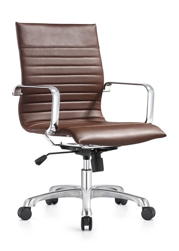[FUYLN021BRN] MID BACK LEATHERETTE CHAIR BROWN