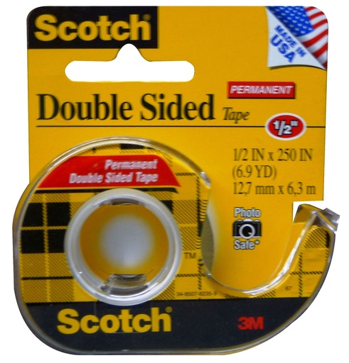 [3M0136] TAPE DOUBLE STICK 1/2x250IN