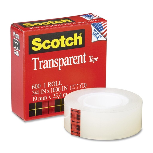 [3M0600] TAPE VINYL 3/4X1000 600 TRANSP