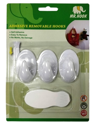 [BPHR01] ADHESIVE HOOK 3PCS 4.4LBS