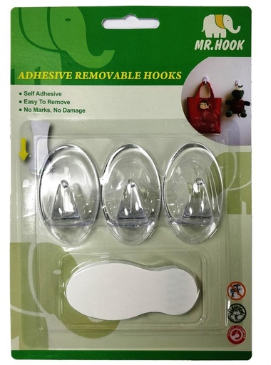 [BPHR01T] ADHESIVE HOOK 3PCS 4.4LB